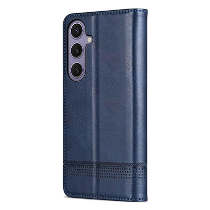 For Galaxy S26 FE 5G AZNS Magnetic Calf Texture Flip Leather Phone Case(Dark Blue)
