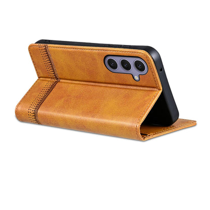 For Galaxy S26 FE 5G AZNS Magnetic Calf Texture Flip Leather Phone Case(Light Brown)