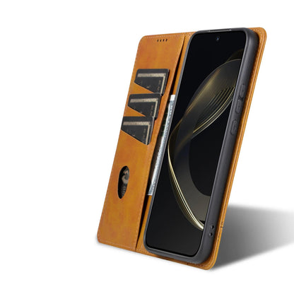 For Galaxy S26 FE 5G AZNS Magnetic Calf Texture Flip Leather Phone Case(Light Brown)