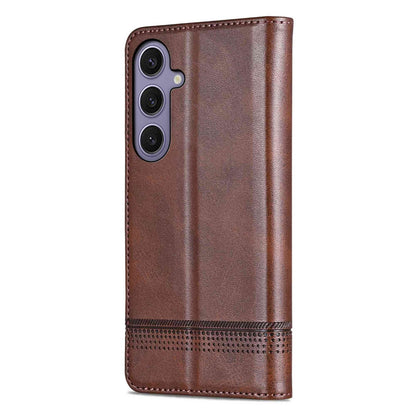 For Galaxy S26 FE 5G AZNS Magnetic Calf Texture Flip Leather Phone Case(Dark Brown)