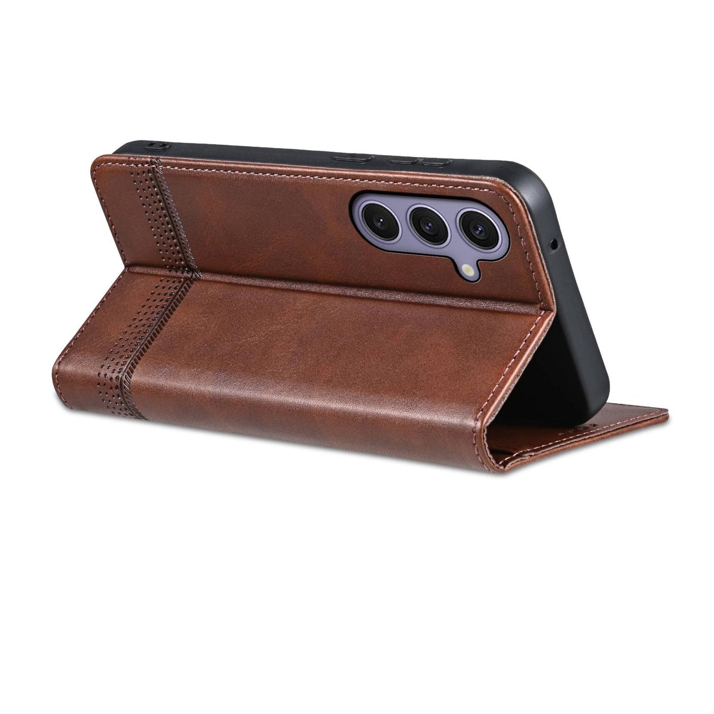 For Galaxy S26 FE 5G AZNS Magnetic Calf Texture Flip Leather Phone Case(Dark Brown)