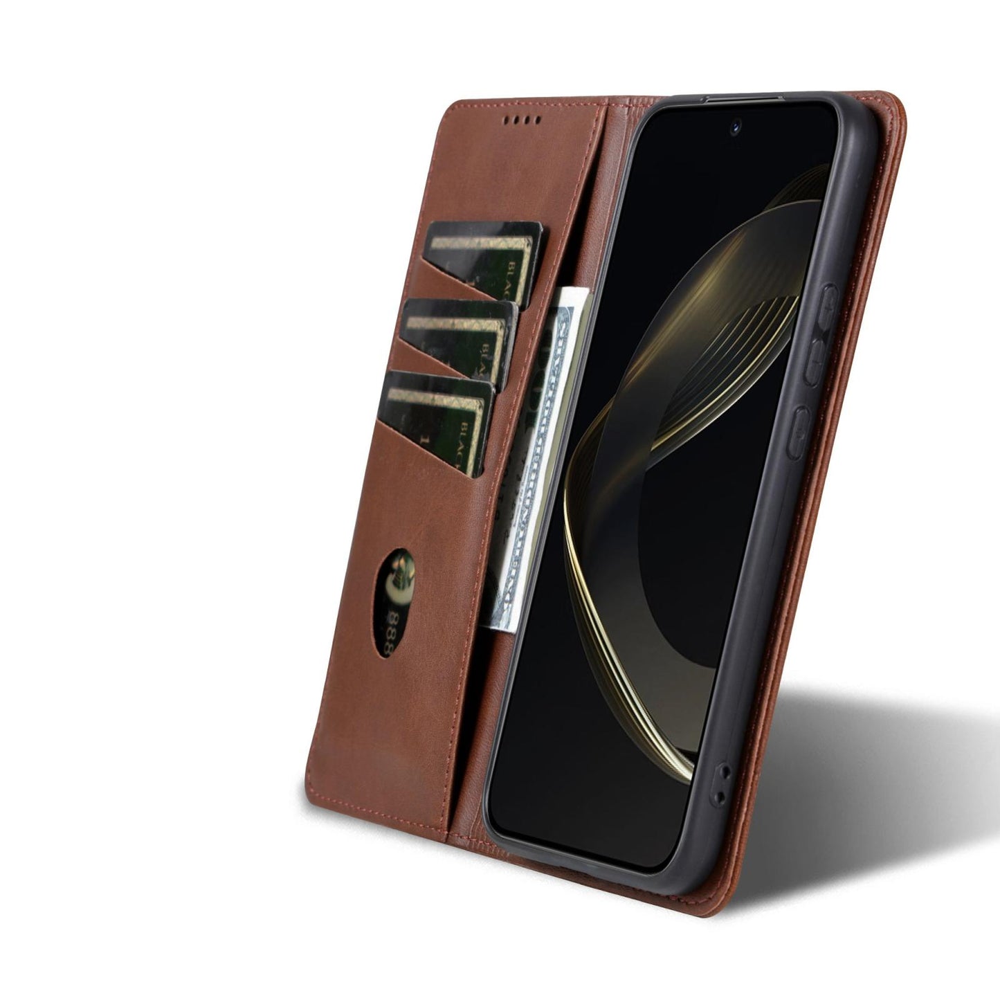 For Galaxy S26 FE 5G AZNS Magnetic Calf Texture Flip Leather Phone Case(Dark Brown)