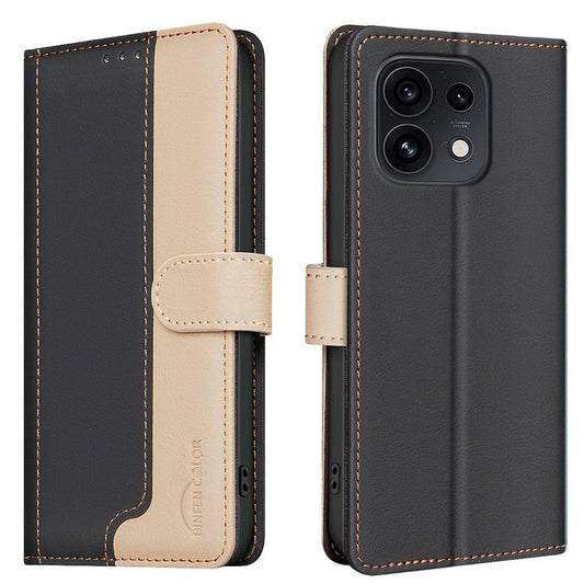 For OPPO Reno16/Reno16 Pro 5G Global Color Matching RFID Anti-theft Leather Phone Case - Black - EDA006709024C