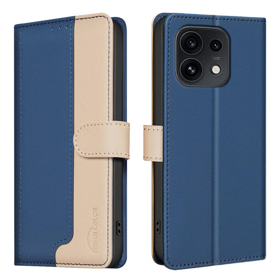 For OPPO Reno16 F 5G/Reno16 FS 5G Color Matching RFID Anti-theft Leather Phone Case - Blue - EDA006709025E