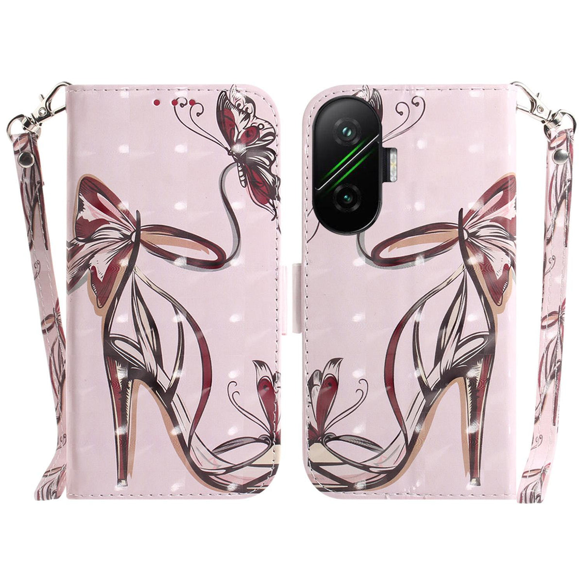 For Redmi Turbo 4 Pro / Xiaomi Poco F7 3D Colored Flip Leather Phone Case - Butterfly High-heeled - EDA006710717A