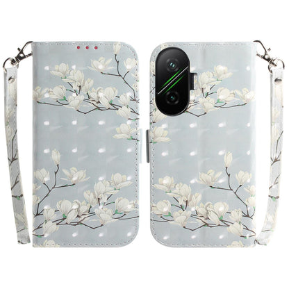 For Redmi Turbo 4 Pro / Xiaomi Poco F7 3D Colored Flip Leather Phone Case - Magnolia - EDA006710717D