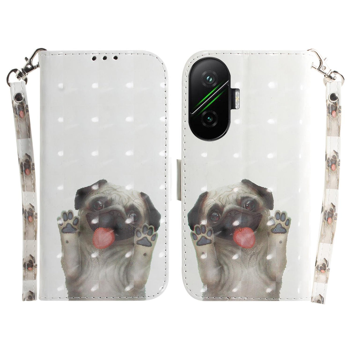 For Redmi Turbo 4 Pro / Xiaomi Poco F7 3D Colored Flip Leather Phone Case - Pug - EDA006710717G