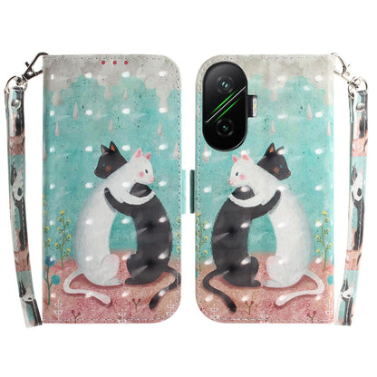 For Redmi Turbo 4 Pro / Xiaomi Poco F7 3D Colored Flip Leather Phone Case - Black White Cat - EDA006710717K