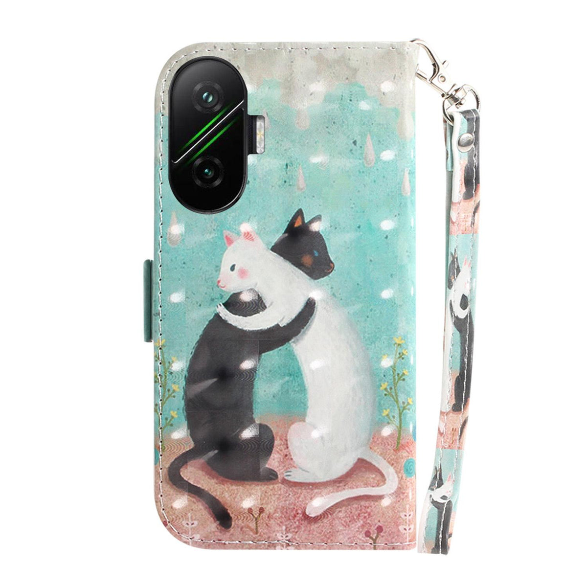 For Redmi Turbo 4 Pro / Xiaomi Poco F7 3D Colored Flip Leather Phone Case - Black White Cat - EDA006710717K