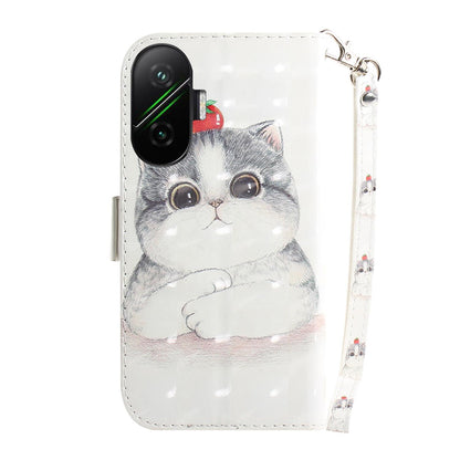 For Redmi Turbo 4 Pro / Xiaomi Poco F7 3D Colored Flip Leather Phone Case - Cute Cat - EDA006710717L