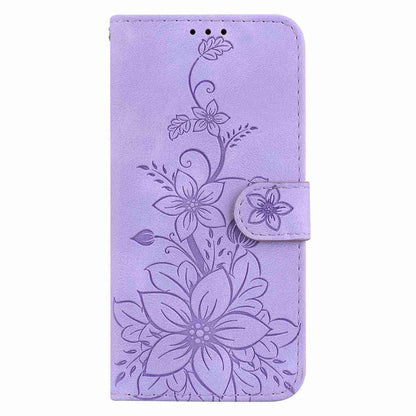 For Redmi K90 / Xiaomi Poco F8 Pro 5G Lily Embossed Leather Phone Case - Purple - EDA006711025B