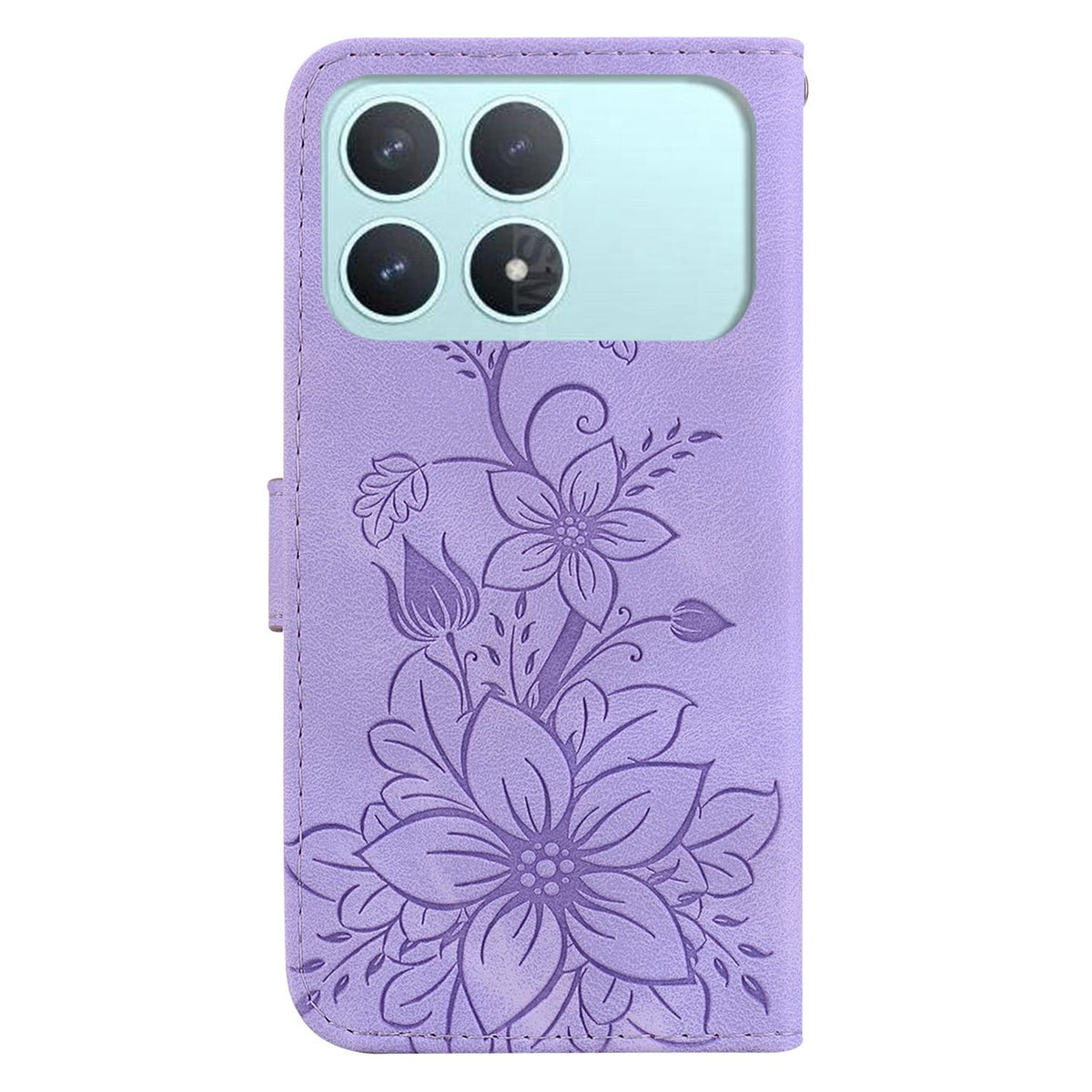 For Redmi K90 / Xiaomi Poco F8 Pro 5G Lily Embossed Leather Phone Case - Purple - EDA006711025B