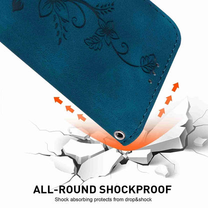 For Redmi K90 / Xiaomi Poco F8 Pro 5G Lily Embossed Leather Phone Case - Dark Blue - EDA006711025D