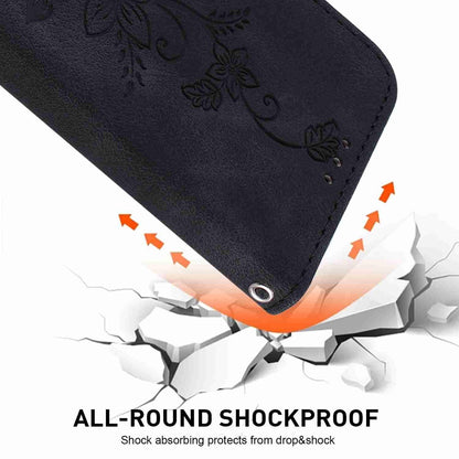 For Redmi K90 / Xiaomi Poco F8 Pro 5G Lily Embossed Leather Phone Case - Black - EDA006711025F