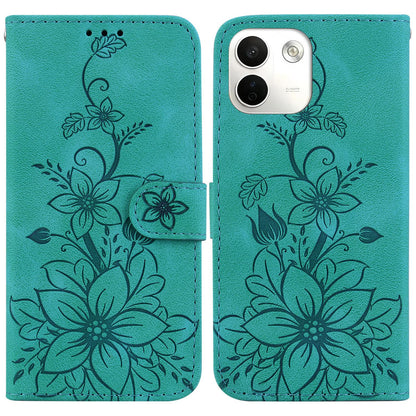 For Redmi Note 17 Pro Max / Note 17 Pro+ 5G Lily Embossed Leather Phone Case - Green - EDA006711027A