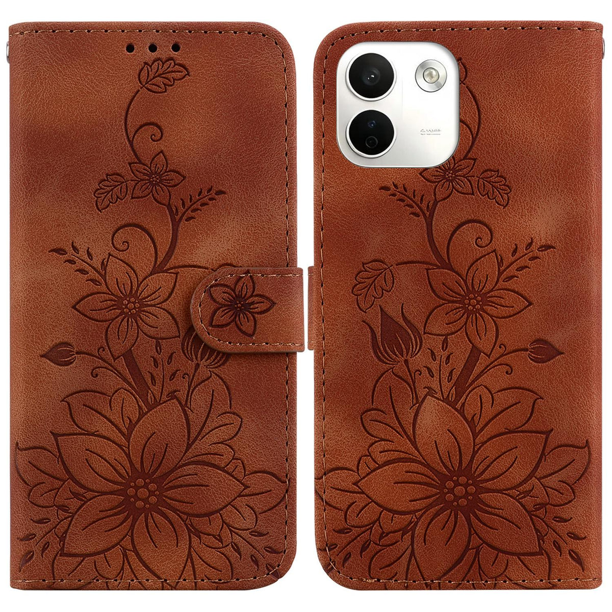For Redmi Note 17 Pro Max / Note 17 Pro+ 5G Lily Embossed Leather Phone Case - Brown - EDA006711027C