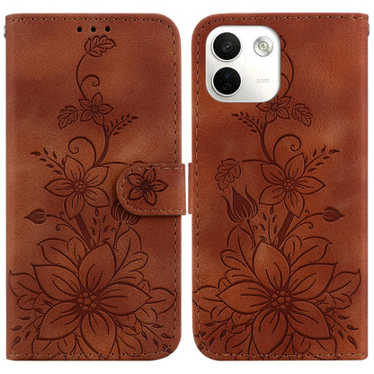 For Redmi Note 17 Pro Max / Note 17 Pro+ 5G Lily Embossed Leather Phone Case - Brown - EDA006711027C