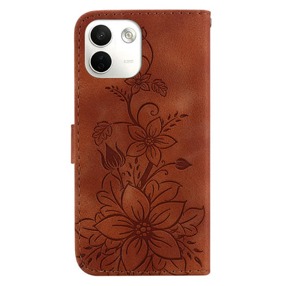 For Redmi Note 17 Pro Max / Note 17 Pro+ 5G Lily Embossed Leather Phone Case - Brown - EDA006711027C