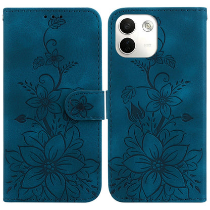 For Redmi Note 17 Pro Max / Note 17 Pro+ 5G Lily Embossed Leather Phone Case - Dark Blue - EDA006711027D