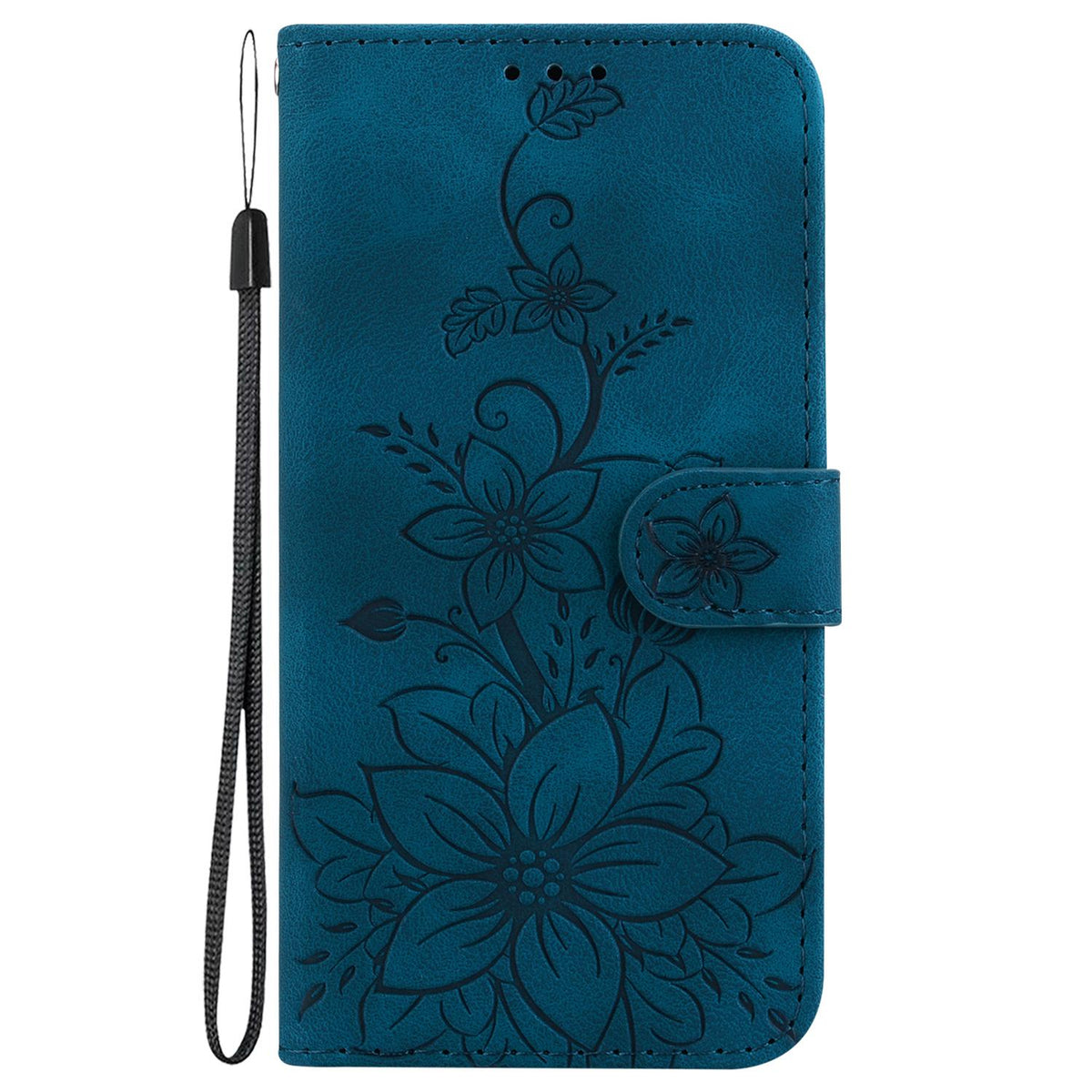 For Redmi Note 17 Pro Max / Note 17 Pro+ 5G Lily Embossed Leather Phone Case - Dark Blue - EDA006711027D