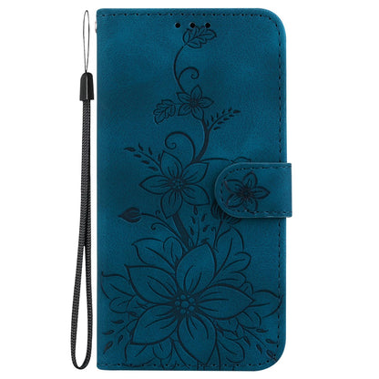 For Redmi Note 17 Pro Max / Note 17 Pro+ 5G Lily Embossed Leather Phone Case - Dark Blue - EDA006711027D