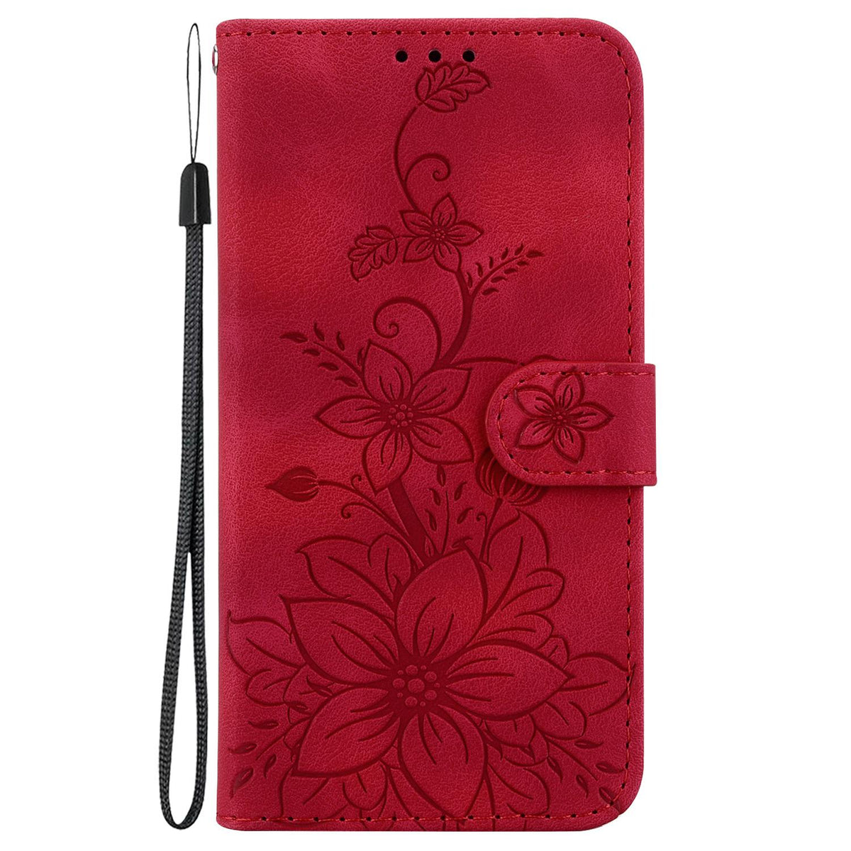 For Redmi Note 17 Pro Max / Note 17 Pro+ 5G Lily Embossed Leather Phone Case - Red - EDA006711027E