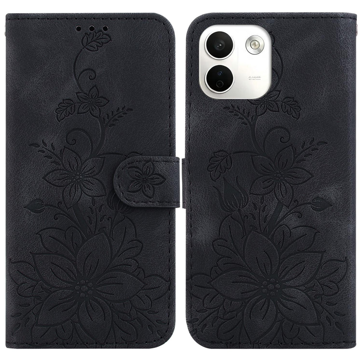 For Redmi Note 17 Pro Max / Note 17 Pro+ 5G Lily Embossed Leather Phone Case - Black - EDA006711027F