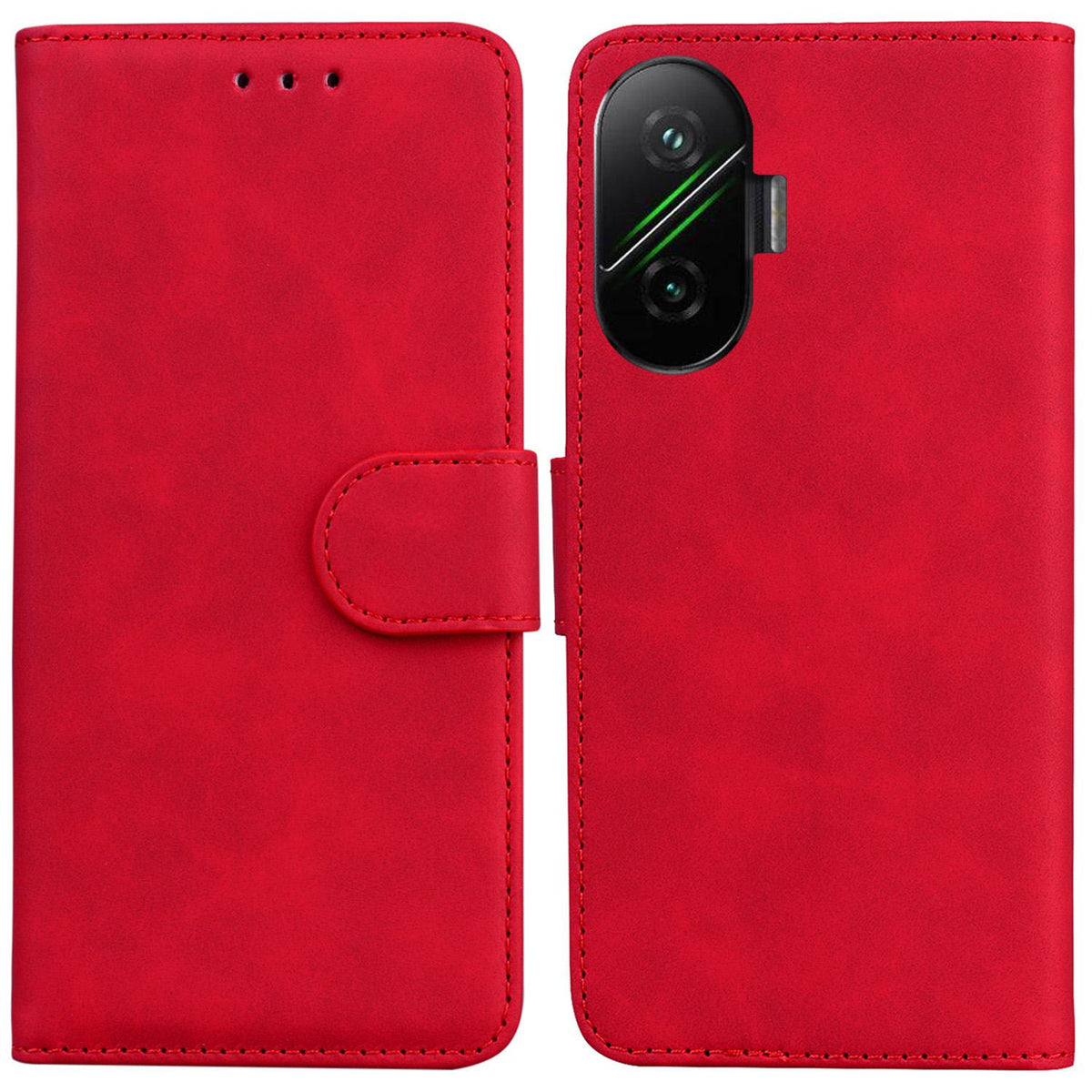 For Redmi Turbo 4 Pro / Xiaomi Poco F7 Skin Feel Pure Color Flip Leather Phone Case - Red - EDA006713322B