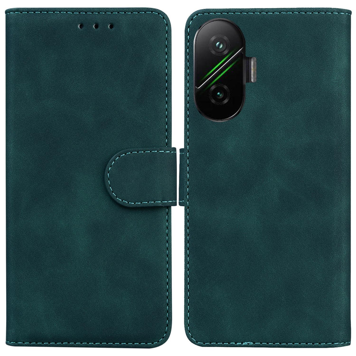 For Redmi Turbo 4 Pro / Xiaomi Poco F7 Skin Feel Pure Color Flip Leather Phone Case - Green - EDA006713322C
