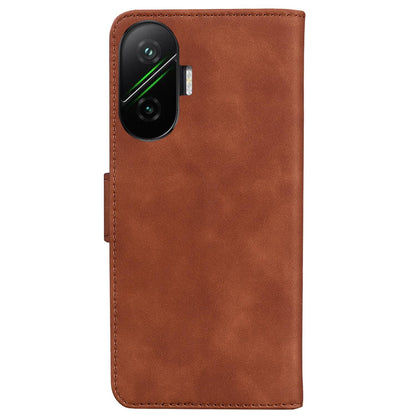 For Redmi Turbo 4 Pro / Xiaomi Poco F7 Skin Feel Pure Color Flip Leather Phone Case - Brown - EDA006713322E