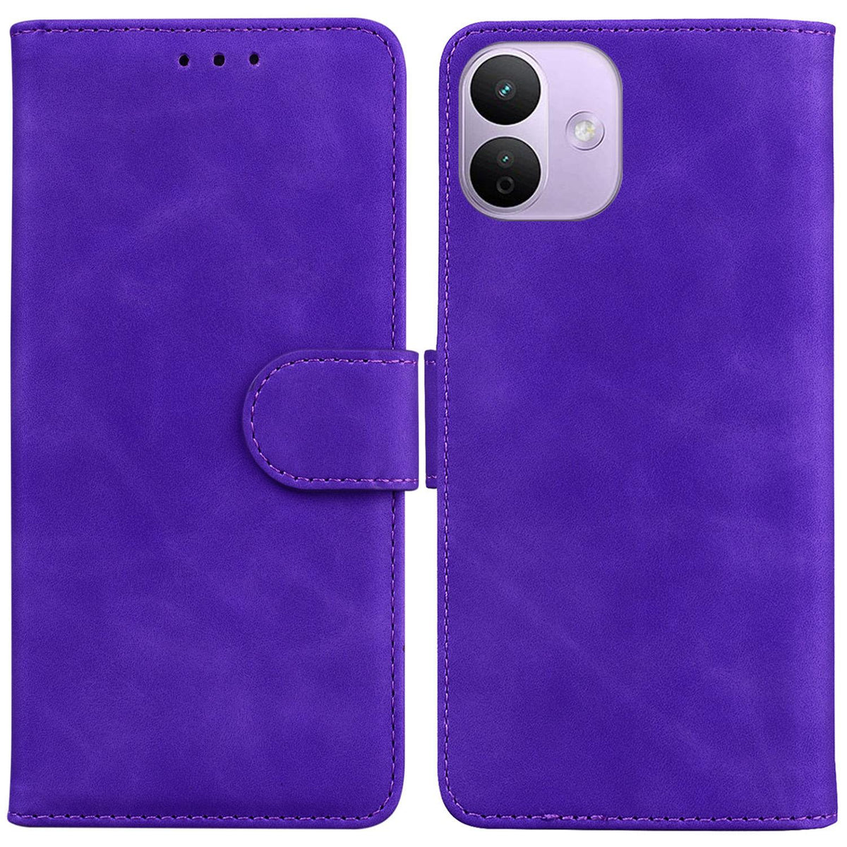 For Redmi Note 17 5G Global 169.7mmmm Skin Feel Pure Color Flip Leather Phone Case - Purple - EDA006713325A