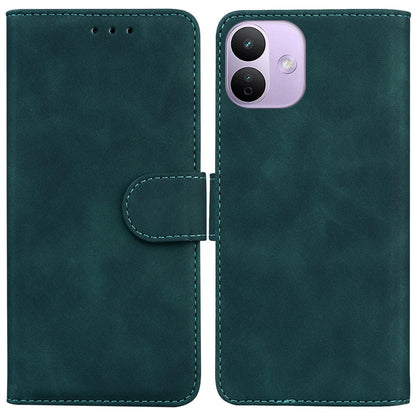 For Redmi Note 17 5G Global 169.7mmmm Skin Feel Pure Color Flip Leather Phone Case - Green - EDA006713325C