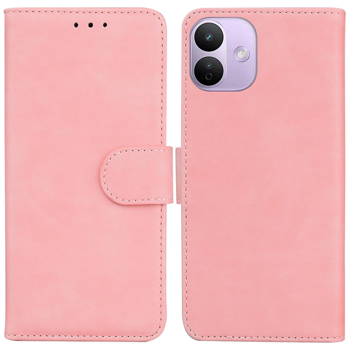 For Redmi Note 17 5G Global 169.7mmmm Skin Feel Pure Color Flip Leather Phone Case - Pink - EDA006713325D