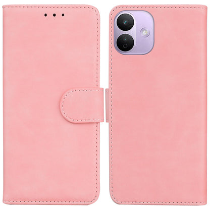 For Redmi Note 17 5G Global 169.7mmmm Skin Feel Pure Color Flip Leather Phone Case - Pink - EDA006713325D
