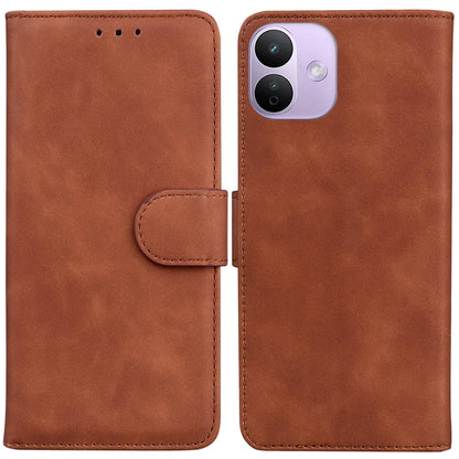 For Redmi Note 17 5G Global 169.7mmmm Skin Feel Pure Color Flip Leather Phone Case - Brown - EDA006713325E