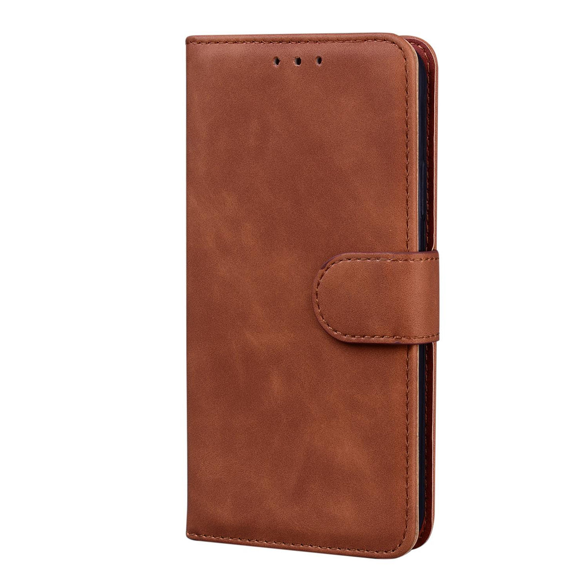 For Redmi Note 17 5G Global 169.7mmmm Skin Feel Pure Color Flip Leather Phone Case - Brown - EDA006713325E