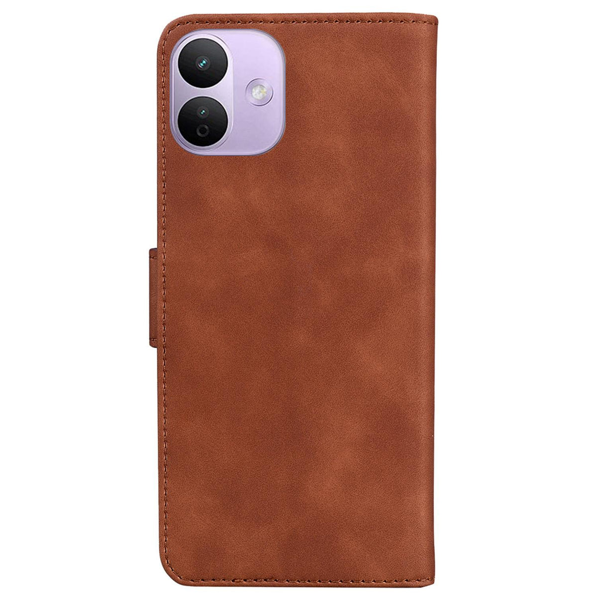 For Redmi Note 17 5G Global 169.7mmmm Skin Feel Pure Color Flip Leather Phone Case - Brown - EDA006713325E