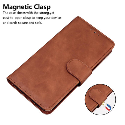 For Redmi Note 17 5G Global 169.7mmmm Skin Feel Pure Color Flip Leather Phone Case - Brown - EDA006713325E