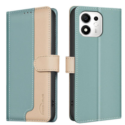 For Honor 600 Smart 5G/X7e Plus 5G Color Matching RFID Anti-theft Leather Phone Case - Green - EDA006717329A