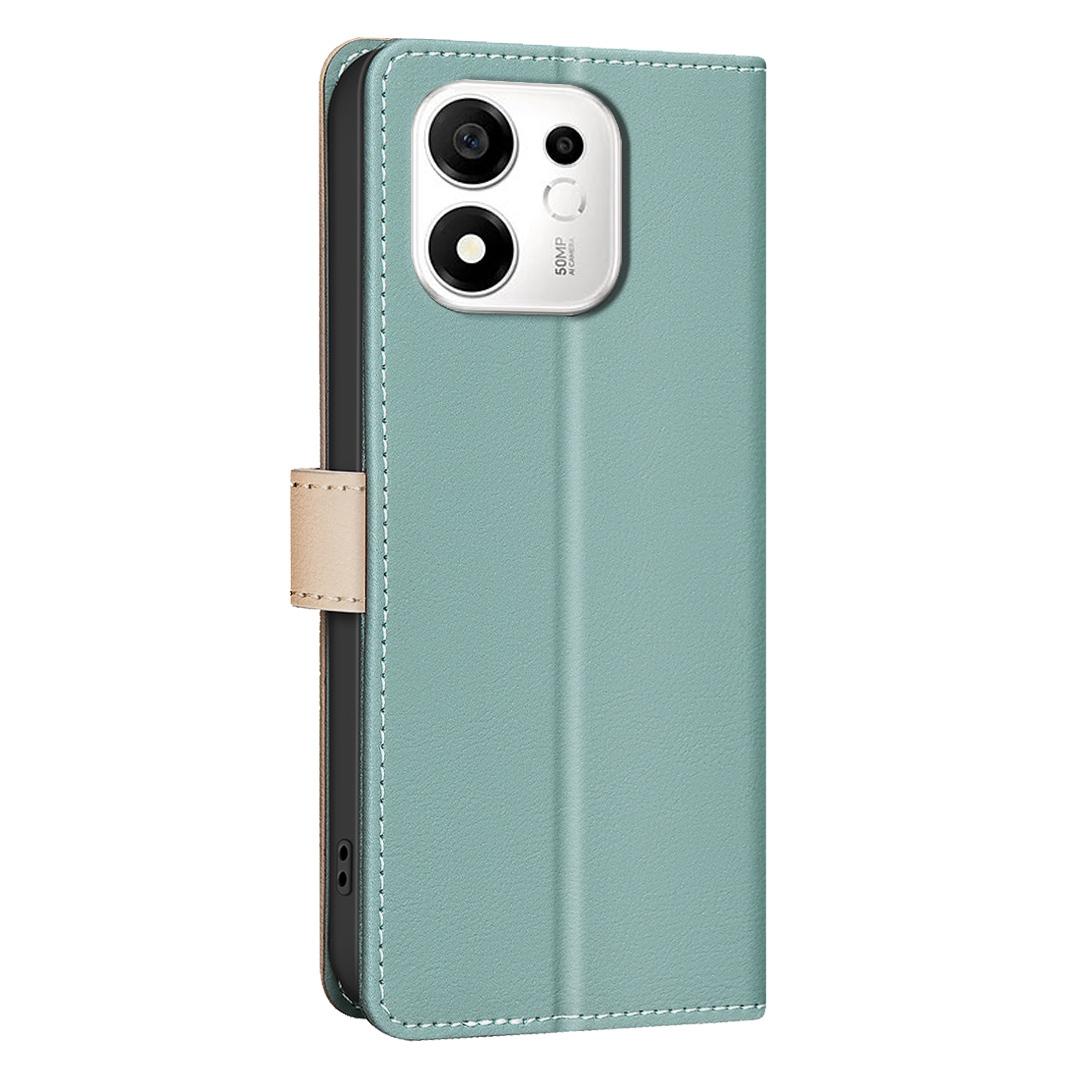 For Honor 600 Smart 5G/X7e Plus 5G Color Matching RFID Anti-theft Leather Phone Case - Green - EDA006717329A