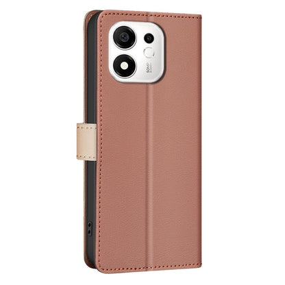 For Honor 600 Smart 5G/X7e Plus 5G Color Matching RFID Anti-theft Leather Phone Case - Brown - EDA006717329B