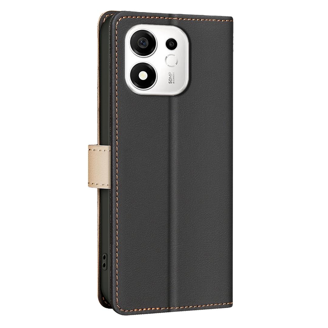 For Honor 600 Smart 5G/X7e Plus 5G Color Matching RFID Anti-theft Leather Phone Case - Black - EDA006717329C