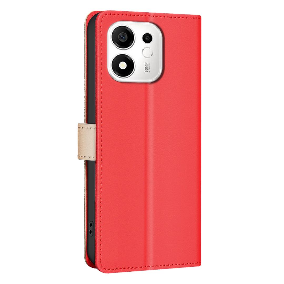 For Honor 600 Smart 5G/X7e Plus 5G Color Matching RFID Anti-theft Leather Phone Case - Red - EDA006717329D