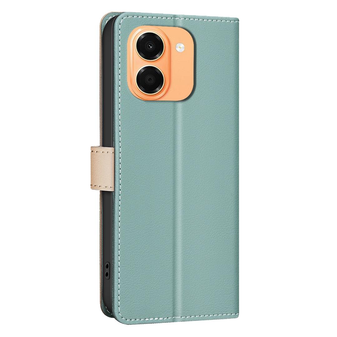For Honor X7e 4G / X6e Color Matching RFID Anti-theft Leather Phone Case - Green - EDA006717330A