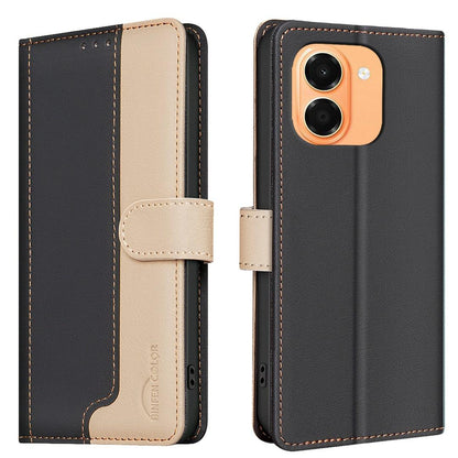 For Honor X7e 4G / X6e Color Matching RFID Anti-theft Leather Phone Case - Black - EDA006717330C
