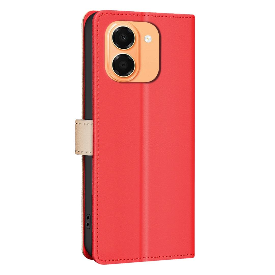 For Honor X7e 4G / X6e Color Matching RFID Anti-theft Leather Phone Case - Red - EDA006717330D