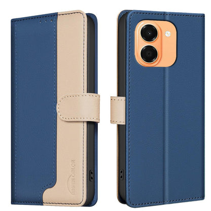For Honor X7e 4G / X6e Color Matching RFID Anti-theft Leather Phone Case - Blue - EDA006717330E