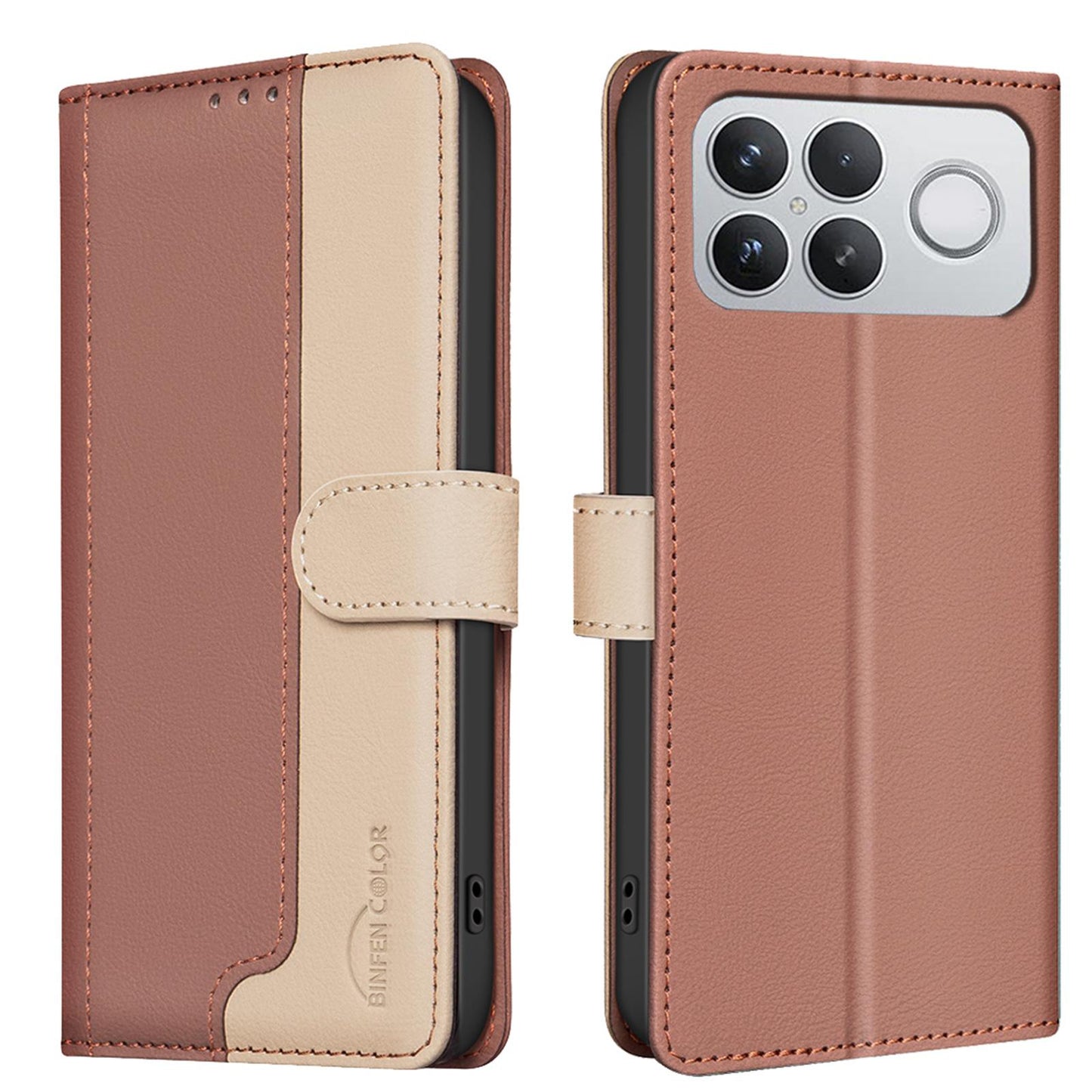 For Redmi K90 Pro Max/Poco F8 Ultra Color Matching RFID Anti-theft Leather Phone Case(Brown)