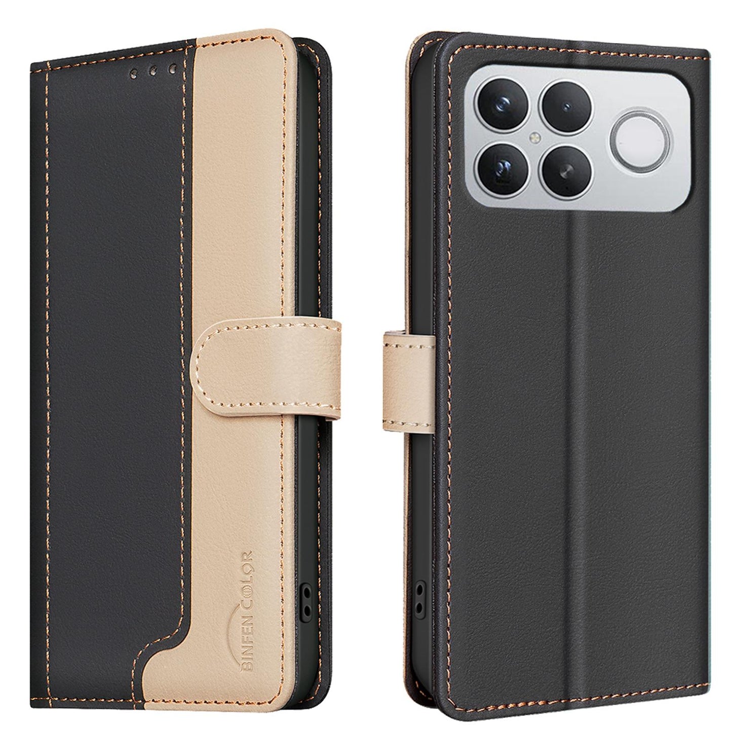 For Redmi K90 Pro Max/Poco F8 Ultra Color Matching RFID Anti-theft Leather Phone Case(Black)