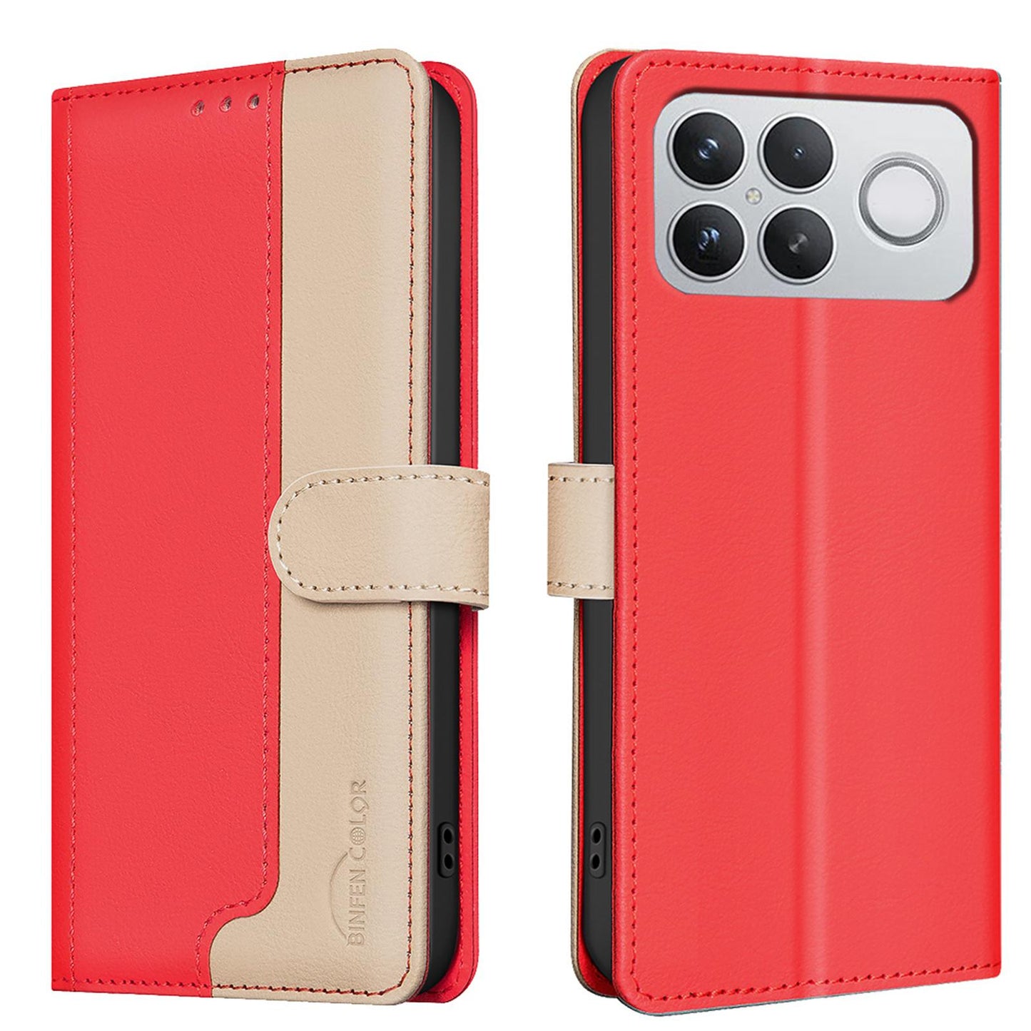 For Redmi K90 Pro Max/Poco F8 Ultra Color Matching RFID Anti-theft Leather Phone Case(Red)